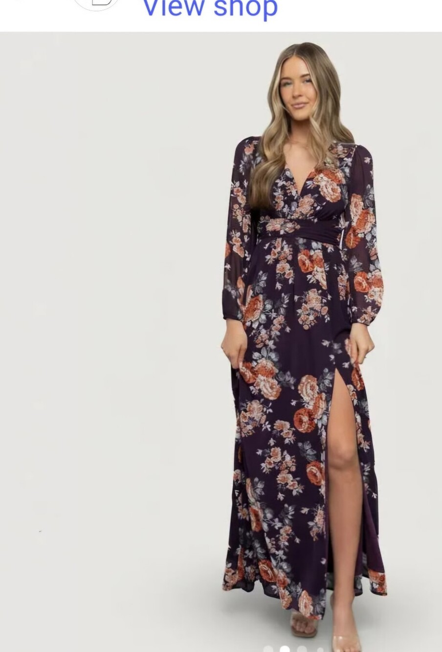 Baltic Born Floral Long Sleeve V-Neck Maxi Dress - Purple Floral